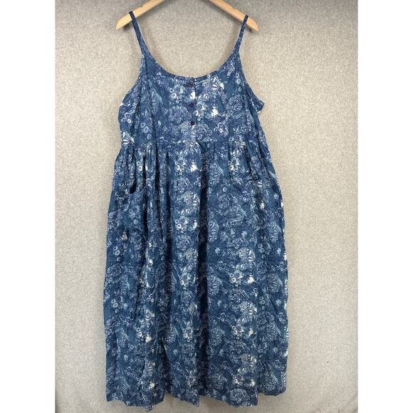April Cornell Dresses & Skirts - April Cornell NWT Blue Floral Sleeveless Dress Pockets Cottagecore XL Cotton